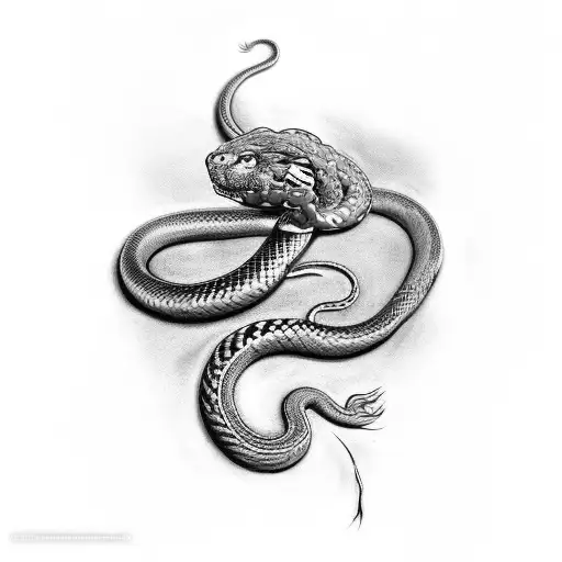 On Tattoo That Goes From A Lock Of Hair To A Snake