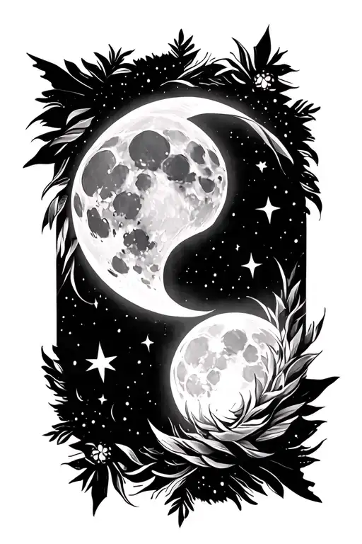 Two Stars Shining Full Moon