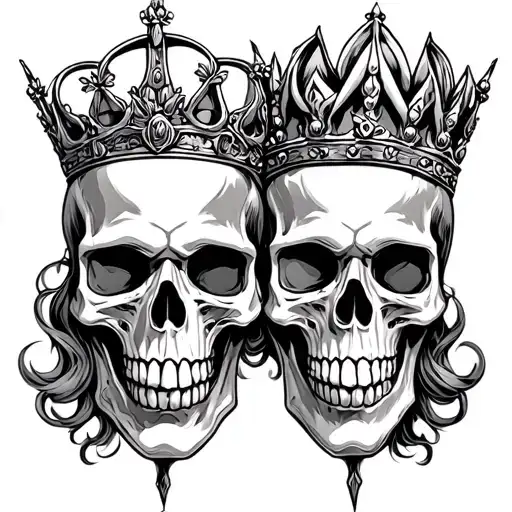 King And Queen Skull Adorned
