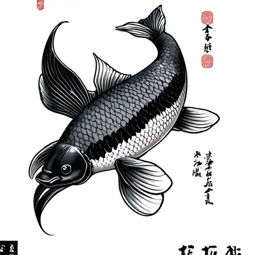 Japan Carp Koi Black Wrist Band