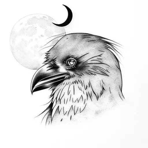 Raven With Moon