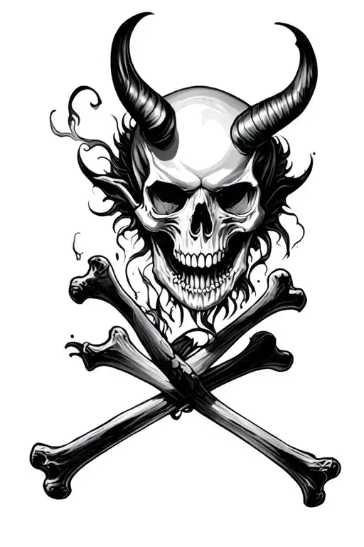 Demon Skull And Bones