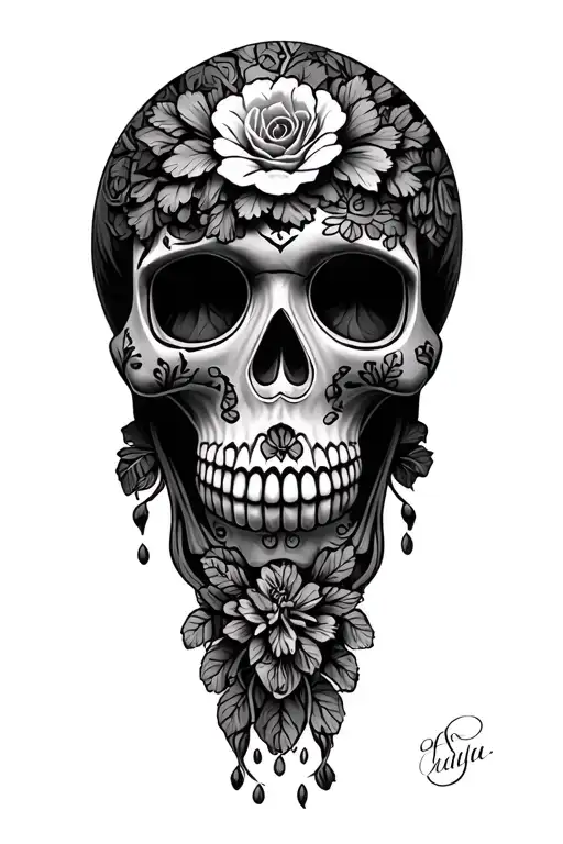 Sugar Skull And Skull With Parsley