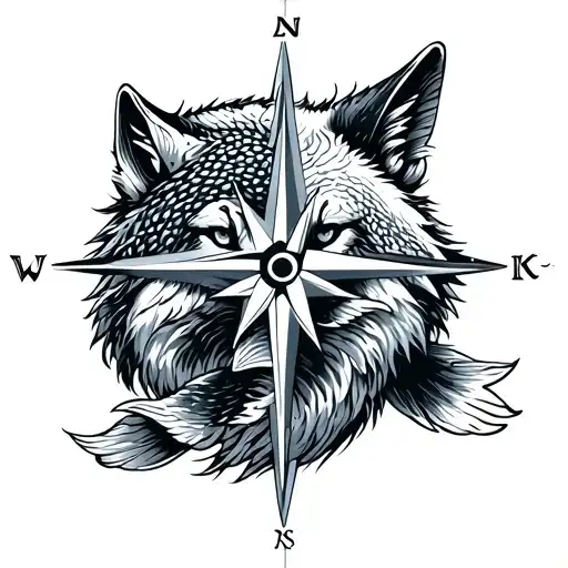 Koi Map Compass Wolf Newwr Give Up Lettering