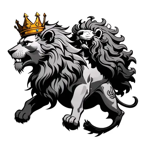 Warrior And Lion With Crown
