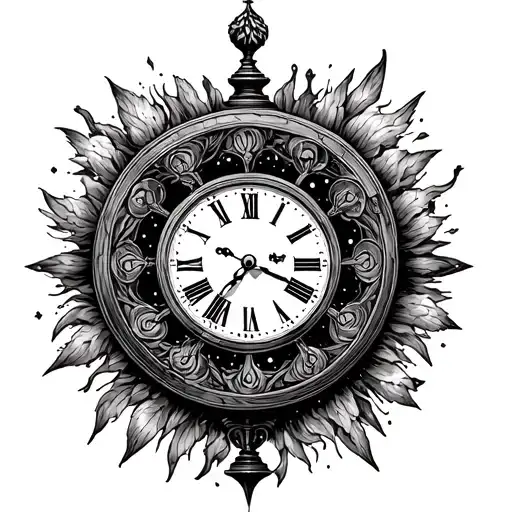 The Universe With A Grandfather Clock Surrounded By Life