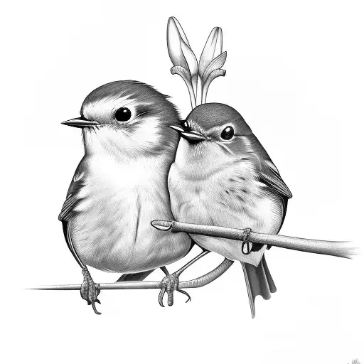 Robin Bird With Lillys In Beak