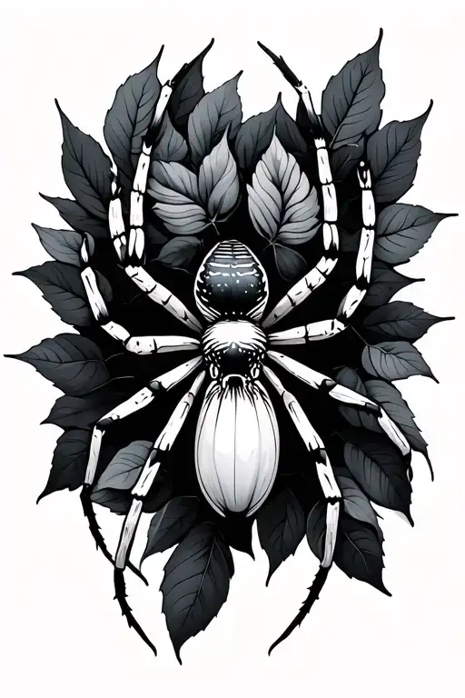 Spider With Leaves Blossoming