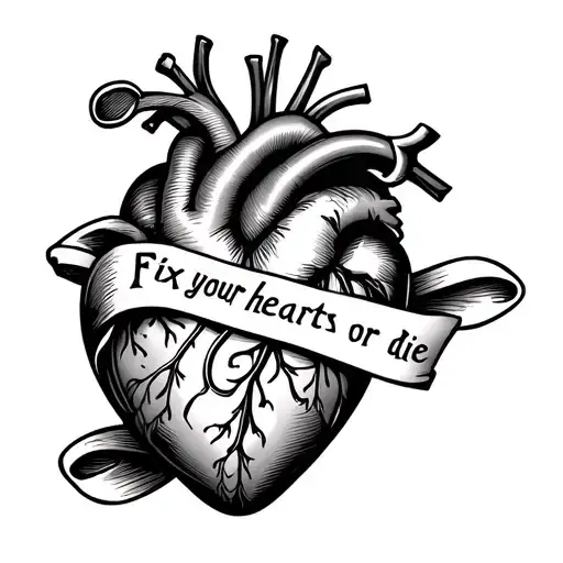 Medical Heart Shape With Scroll That Says Fix Your Hearts Or Die
