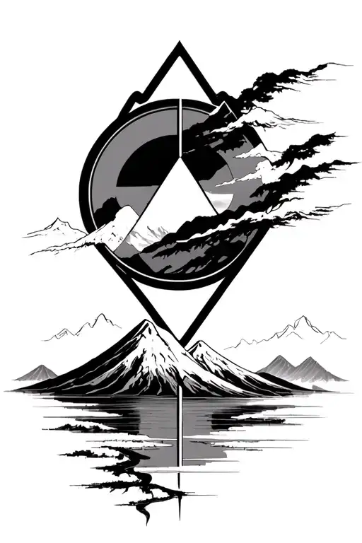 Unclosed Delta Symbol Incorporated Within Mount Fuji Background