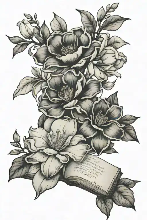 Magnolias And Petunia Flowers With Bible Verse Intertwined