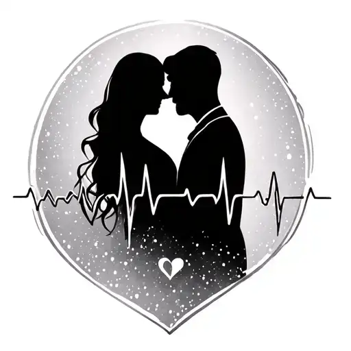 Mom And Dad With Heartbeat Line Intertwined Symbolizing The Client's Love