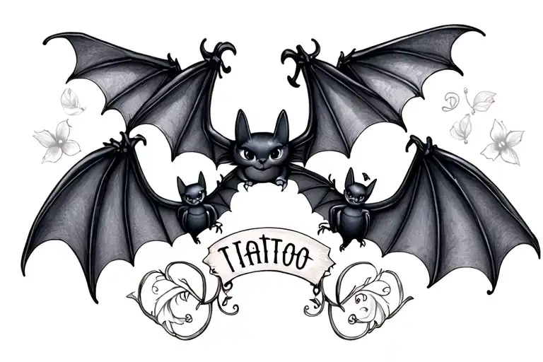 Girly Classic Whimsical Tattoo Bats