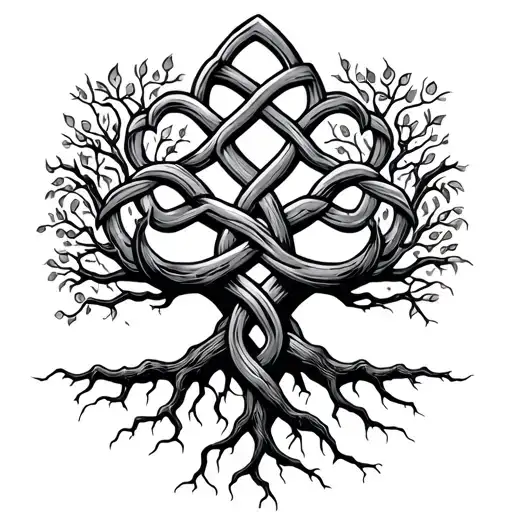 Celtic Father's Knot Tree Roots Growing Away From Knot