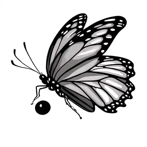 Semicolon Butterfly Body With Wire Wings Flying
