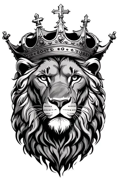 Lion Wearing A Crown Croix Catholigue Avec