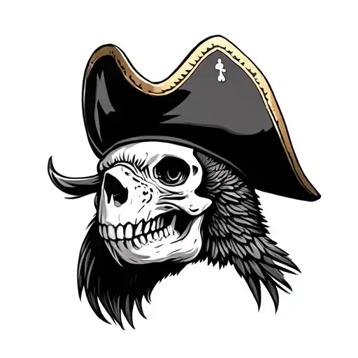 Parrot Skull Wearing Pirate Hat