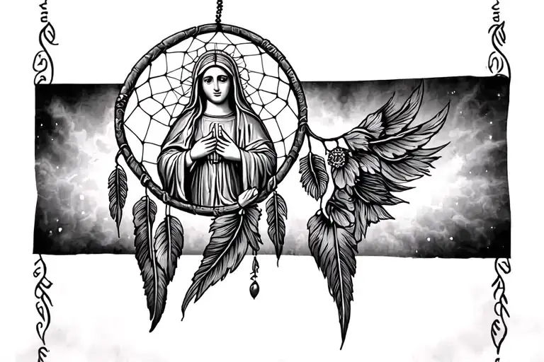 Dream Catcher And Holy Virgin Mary