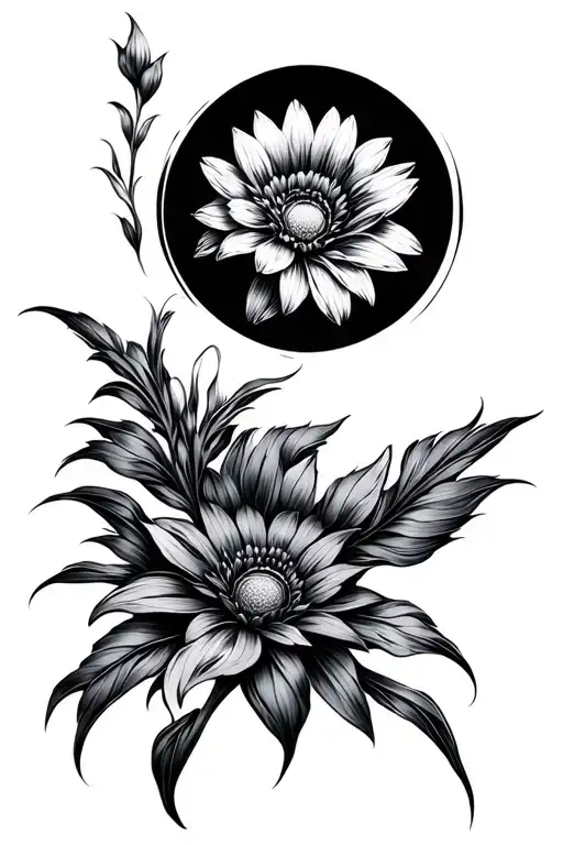 Black Circle With Lines Creating A Technical Flower