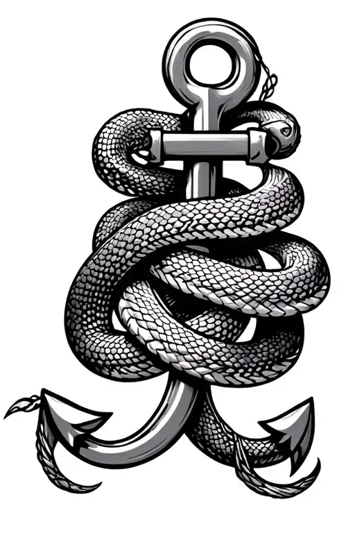 Anchor With A Snake Wrapped