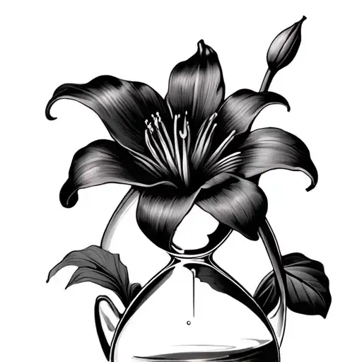 Hourglass With Lily Flower