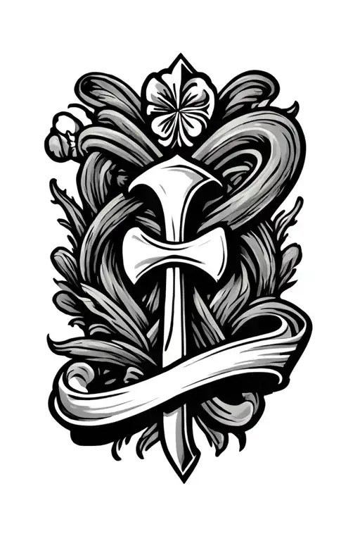 Irish Line Tattoo Featuring Iconic Symbols