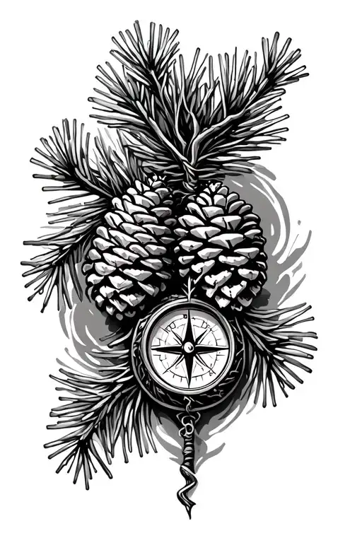 Pine Branches Pine Cones Nature And Compass