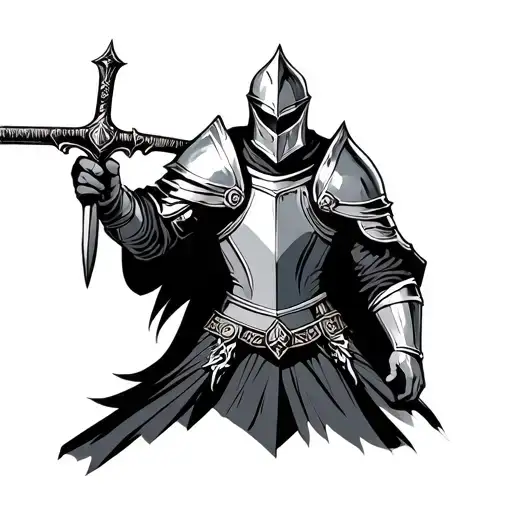 Knight Holding Sword In Short Position