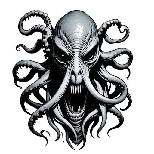 Horror Alien Male With Tentacles Teeth Claws And Cthulhu