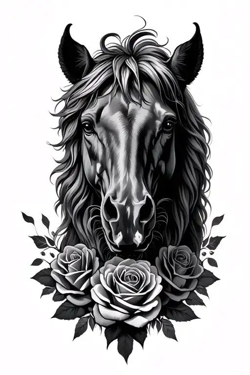 Horse Lion Roses
