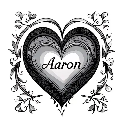 Name Aaron With Hearts Symbolizing Love