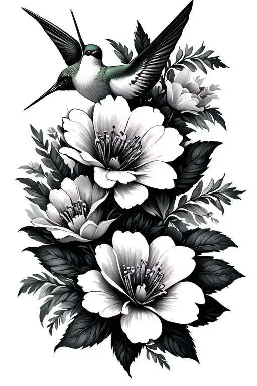 Flowers With A Hummingbird