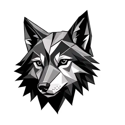 Origami Style Wolf Head In