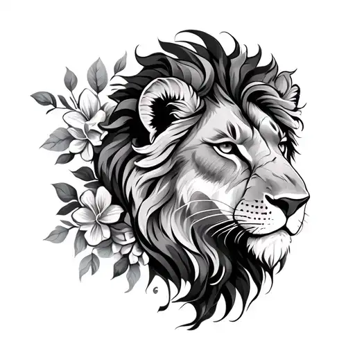 Female Lion Floral Design
