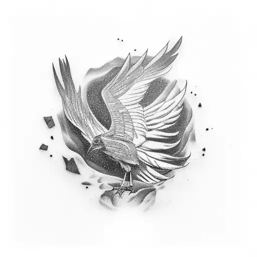 A Crow Being Reborn From Ice Like A Phoenix