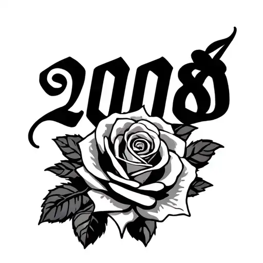 Half Sleeve Roses With 2008 In Gangsta Font