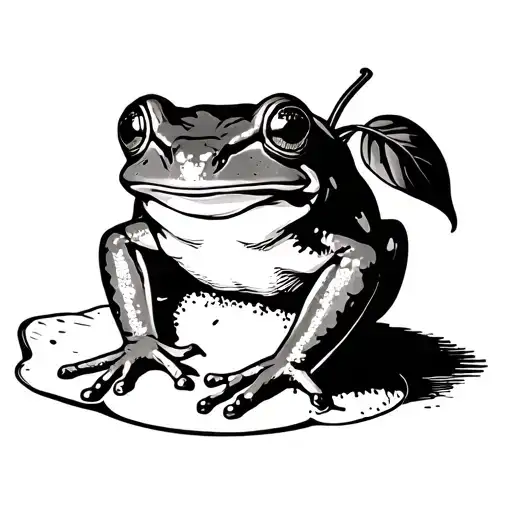 Frog Sitting On A Peach Fruit