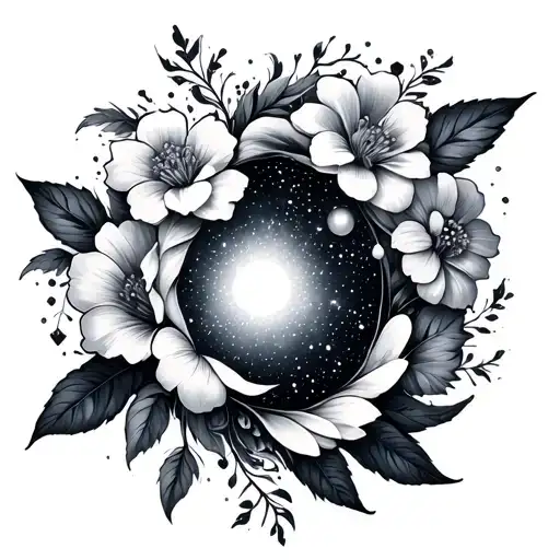 Space Dust And Flowers Intertwined