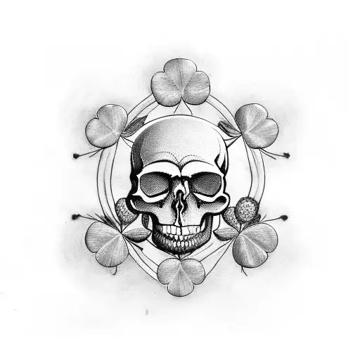 Skull With 4 Leaf Clover