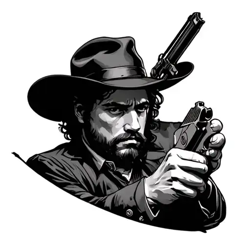 Benjamin Frany With Hat And Holding A Gun