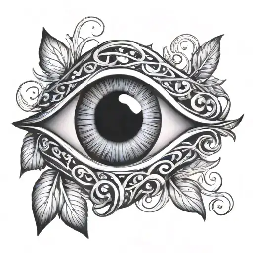 Evil Eye With Cross Surrounded By Vines