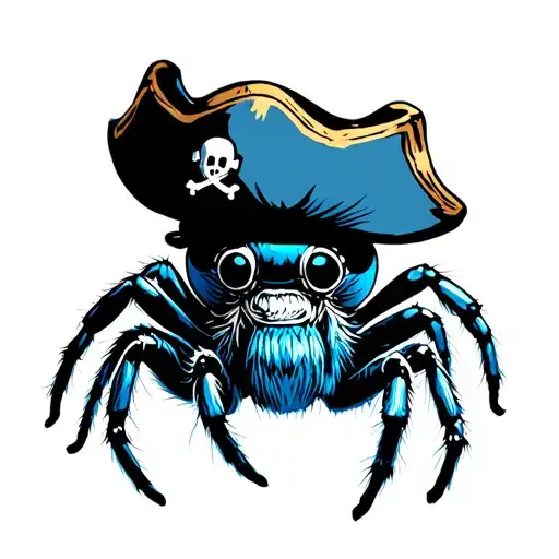 Blue Jumping Spider Wearing A Pirate Hat