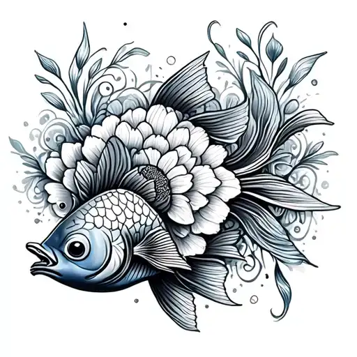 Mandala Floral And Pisces Fishes