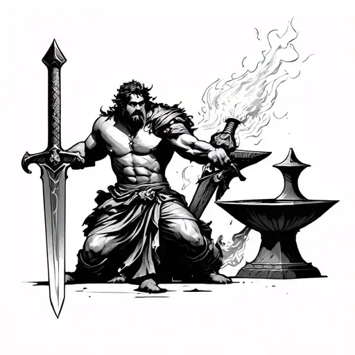 Let Hephaestus And The Anvil Sword Fight And Get A Tattoo While Beating Them