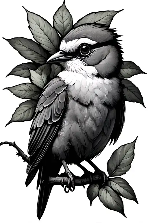 Bird Holding A Leaf