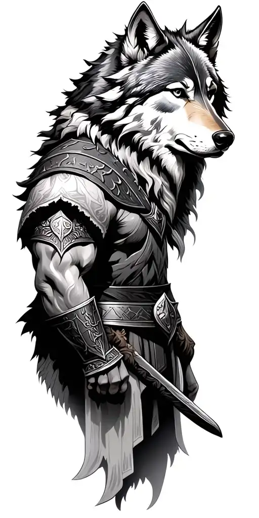 Viking Warrior With Wolf