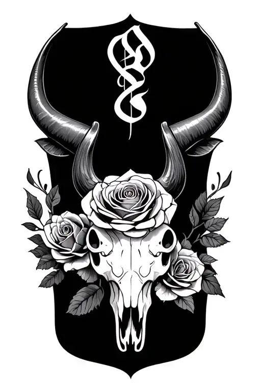 Bull Skull Roses Mandala Script Wording Patience On The Knee