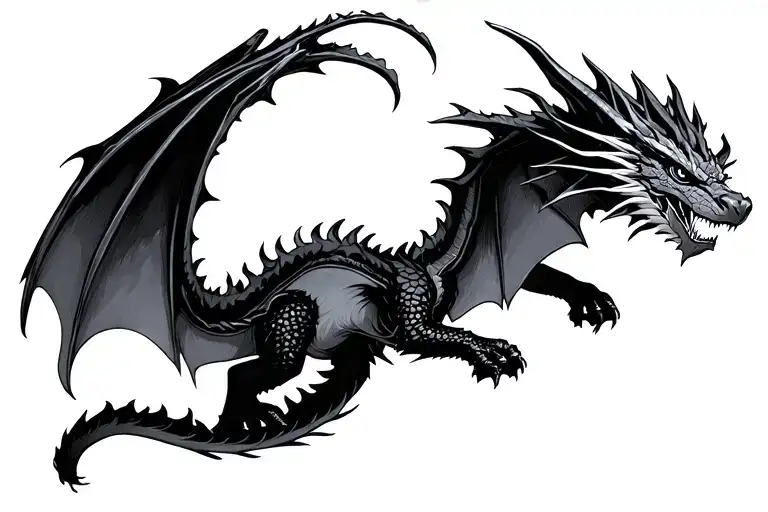 Dragon With Wings Spread Facing Front