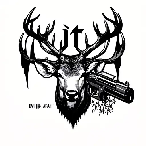 Tree With Gun Deer Head The Letters Jt Apart Of The Tree The Letters Otw Across The Top