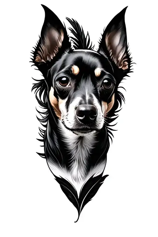 English Toy Terrier And Feathers Transforming